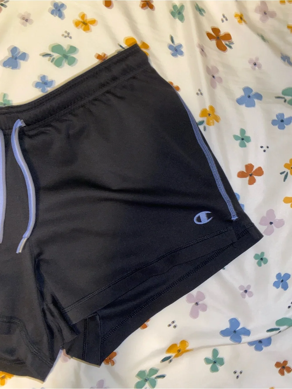 [FWP] Champion black athletic shorts with light purple / blue detailing